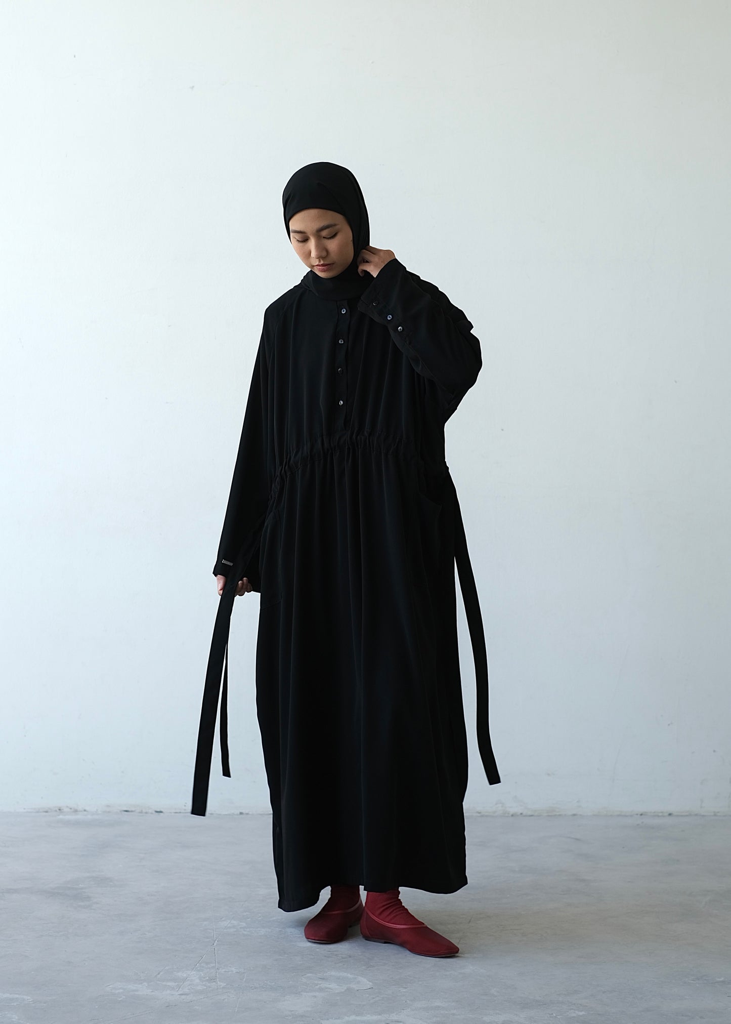 RASHAWL LILAC DRAWSTRING ABAYA