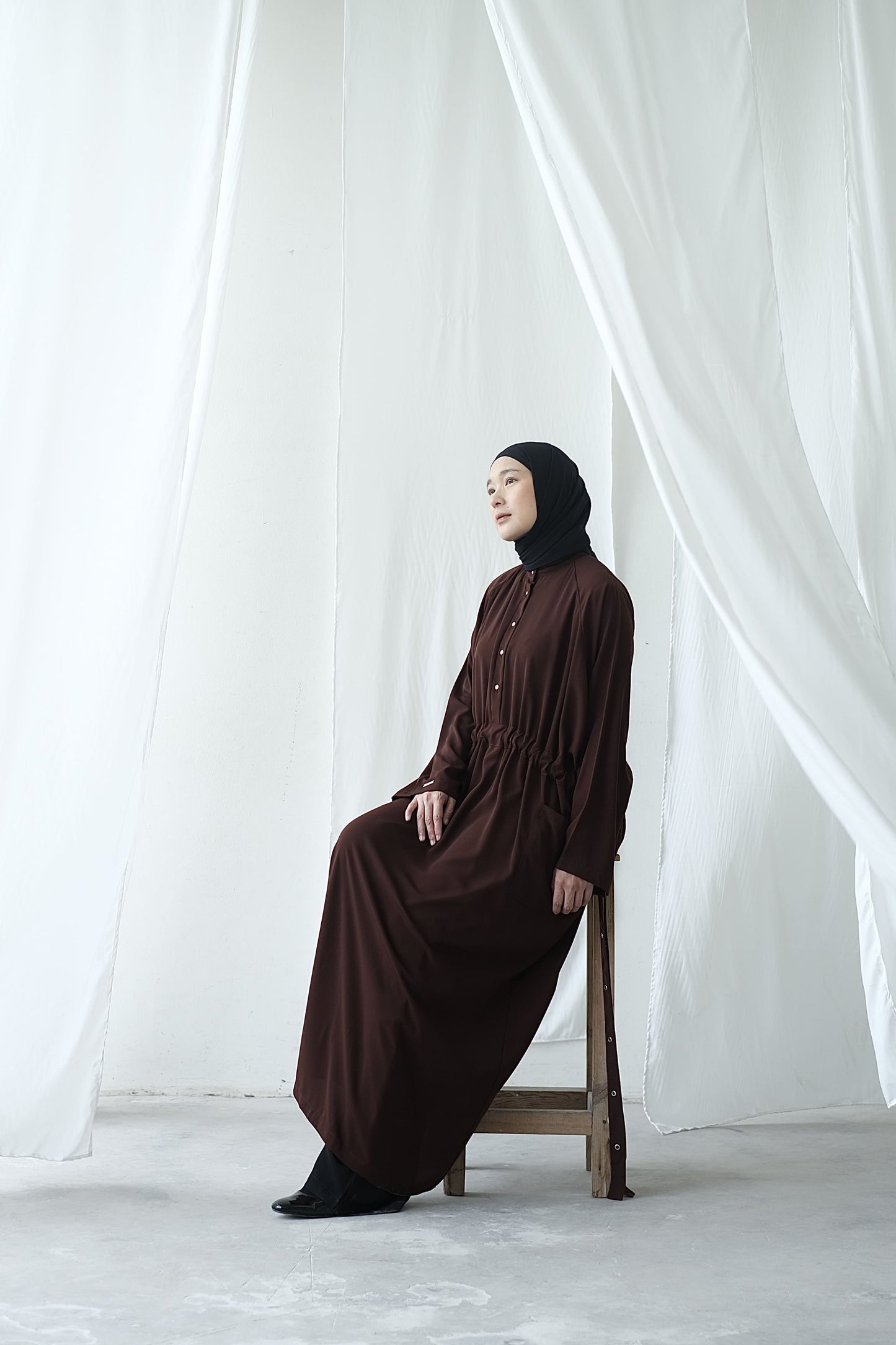 RASHAWL LILAC DRAWSTRING UTILITY ABAYA