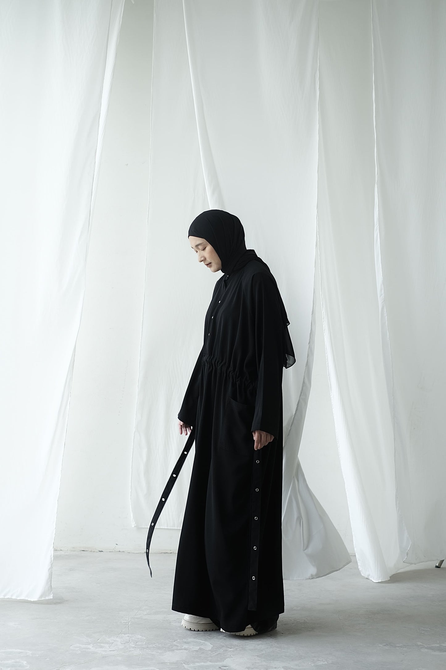 RASHAWL LILAC DRAWSTRING UTILITY ABAYA