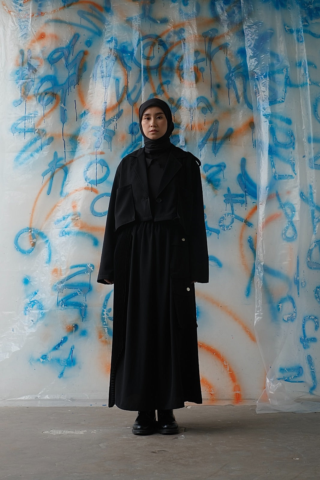 RASHAWL SHIRA LAYERED PLEATS SKIRT WITH POCKET