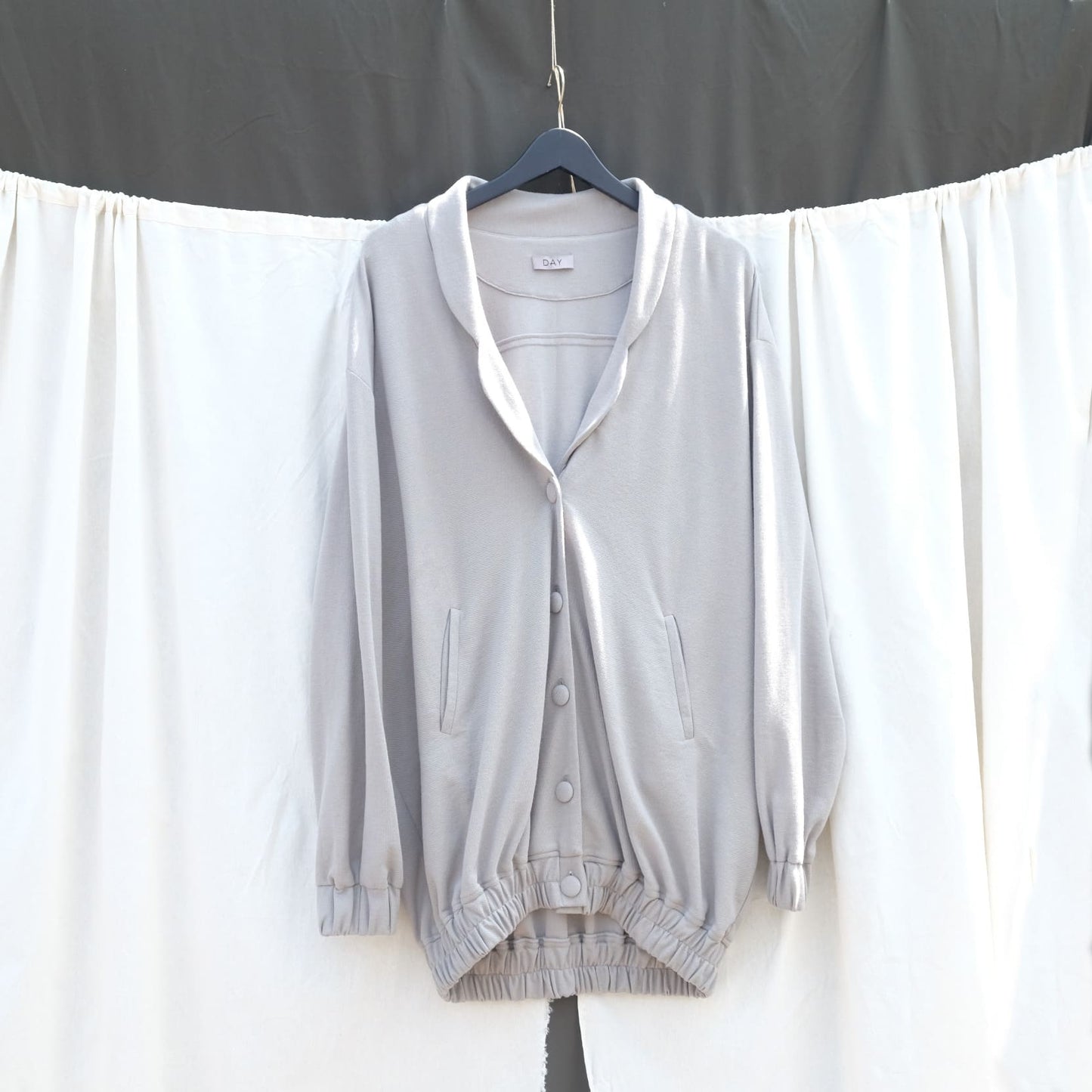 DAYCLOTH SUIREN LAPEL COLLAR OVERSIZED JACKET GREY