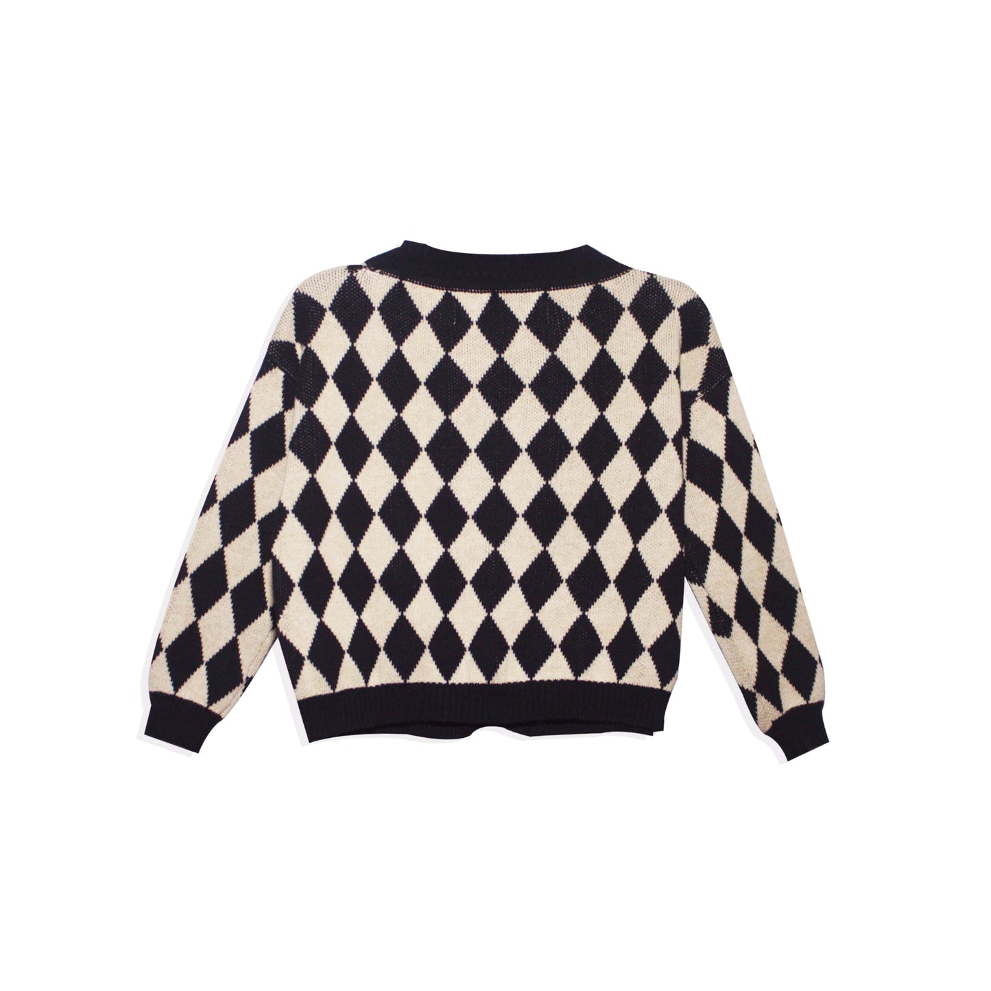 RASHAWL KIDS HARLEQUIN KNIT CARDIGAN BLACK