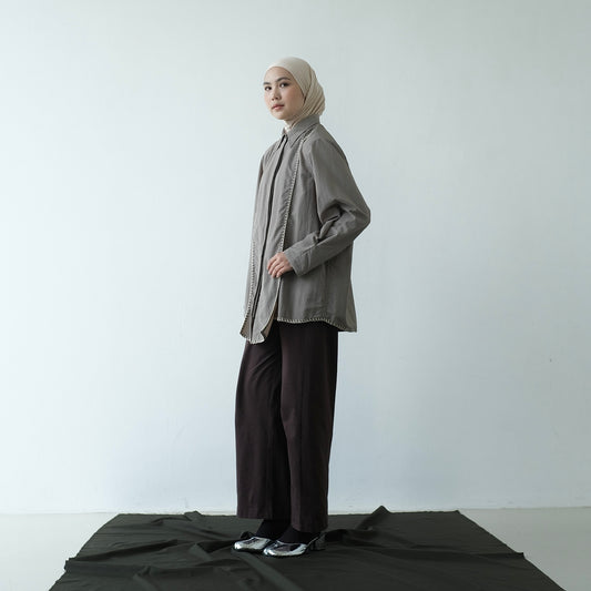 DAYCLOTH ARCOPORA BLANKET STITCH SHIRT GREY