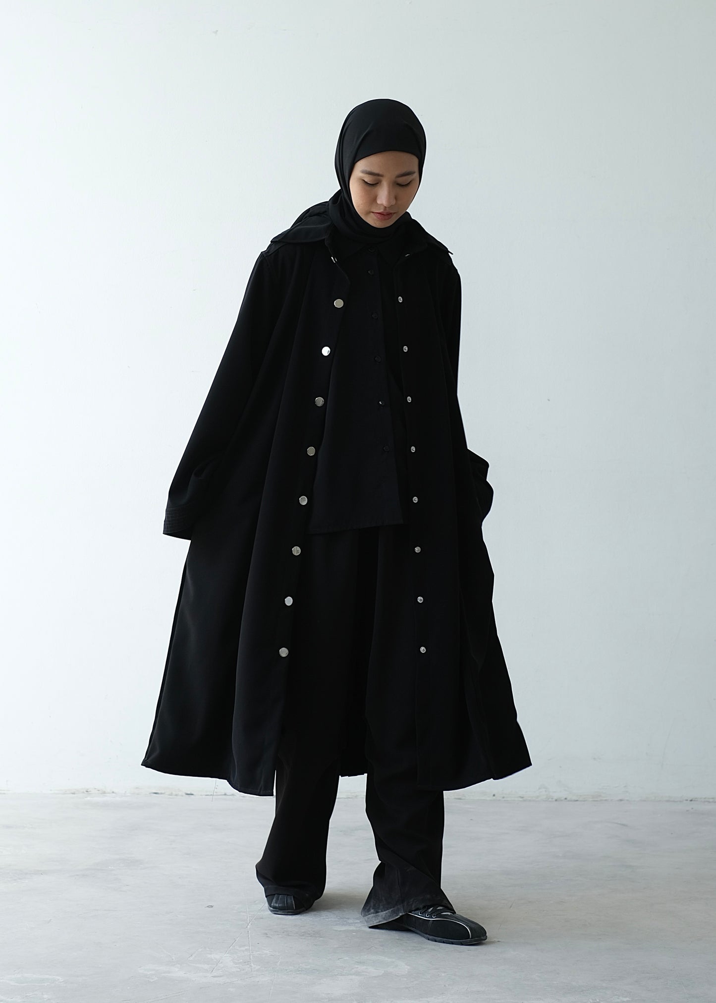 RASHAWL FREESIA PLEATED HOODED COAT