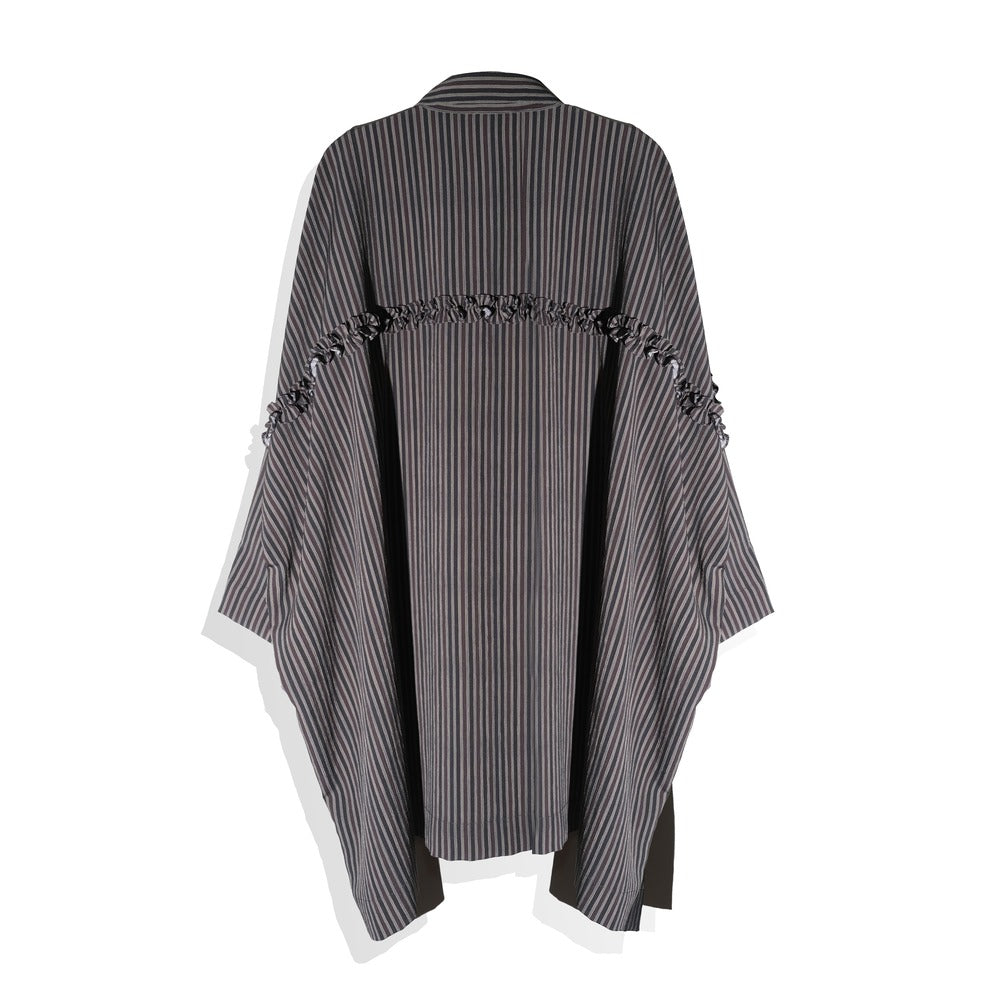 RASHAWL HUNTER OVERSIZED STRIPES FRILL SHIRT