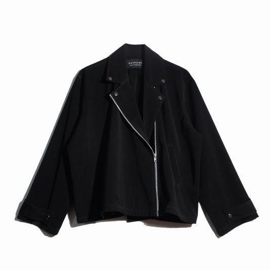 RASHAWL NERINE OVERSIZE BIKER JACKET BLACK