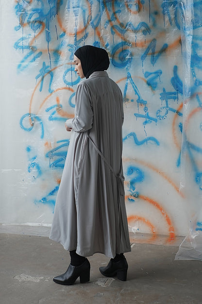 RASHAWL OMONO SHIRT DRESS BACK PLEATS