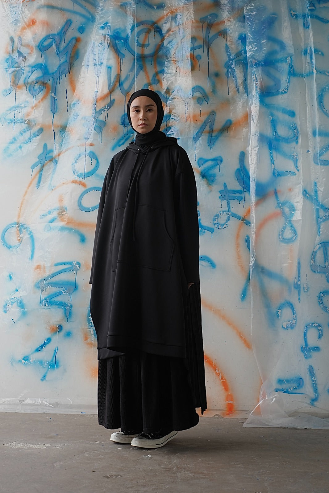 RASHAWL RUMOI PLEATS LONG SWEATSHIRT