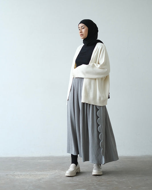 RASHAWL SHONAI DRAWSTRING SCALLOP SKIRT