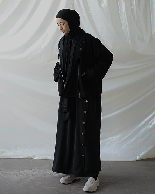 RASHAWL NERINE OVERSIZE BIKER JACKET BLACK