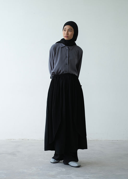 RASHAWL ASAGO PLEATED LAYERED SKIRT