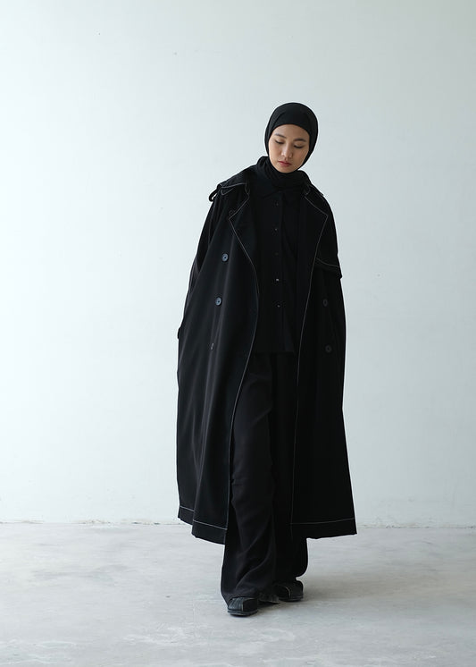 RASHAWL WISTERIA PLEATED HOODED COAT