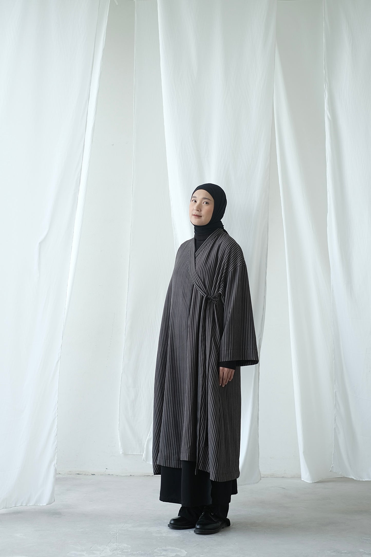 RASHAWL BEAVER STRIPES KIMONO JACKET
