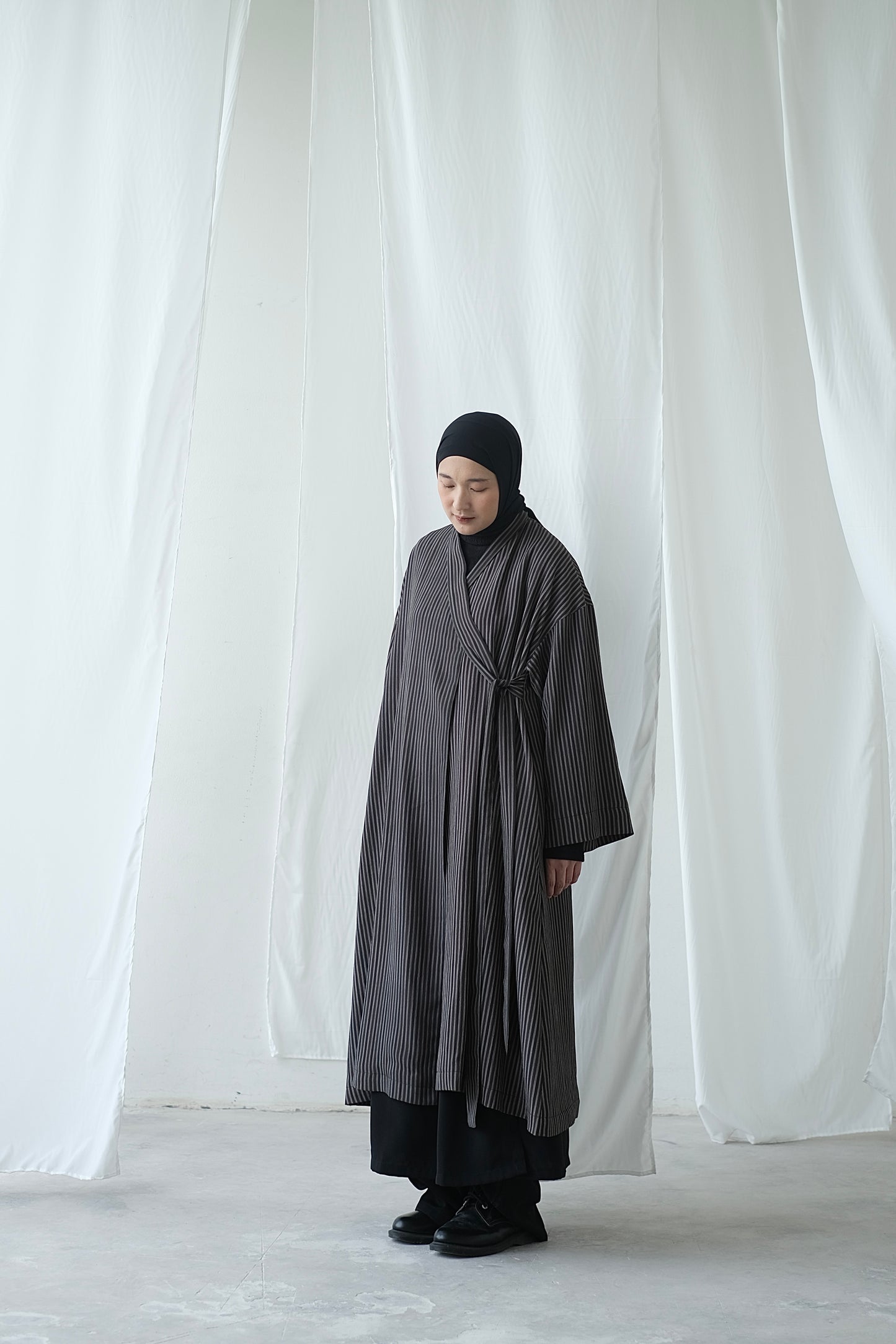 RASHAWL BEAVER STRIPES KIMONO JACKET