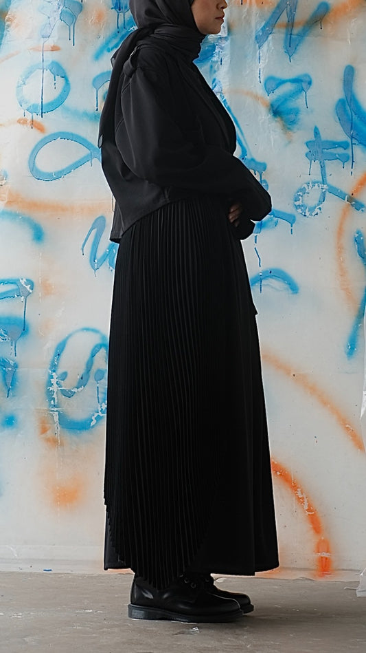 SHAWL SHIRA LAYERED PLEATS SKIRT WITH POCKET