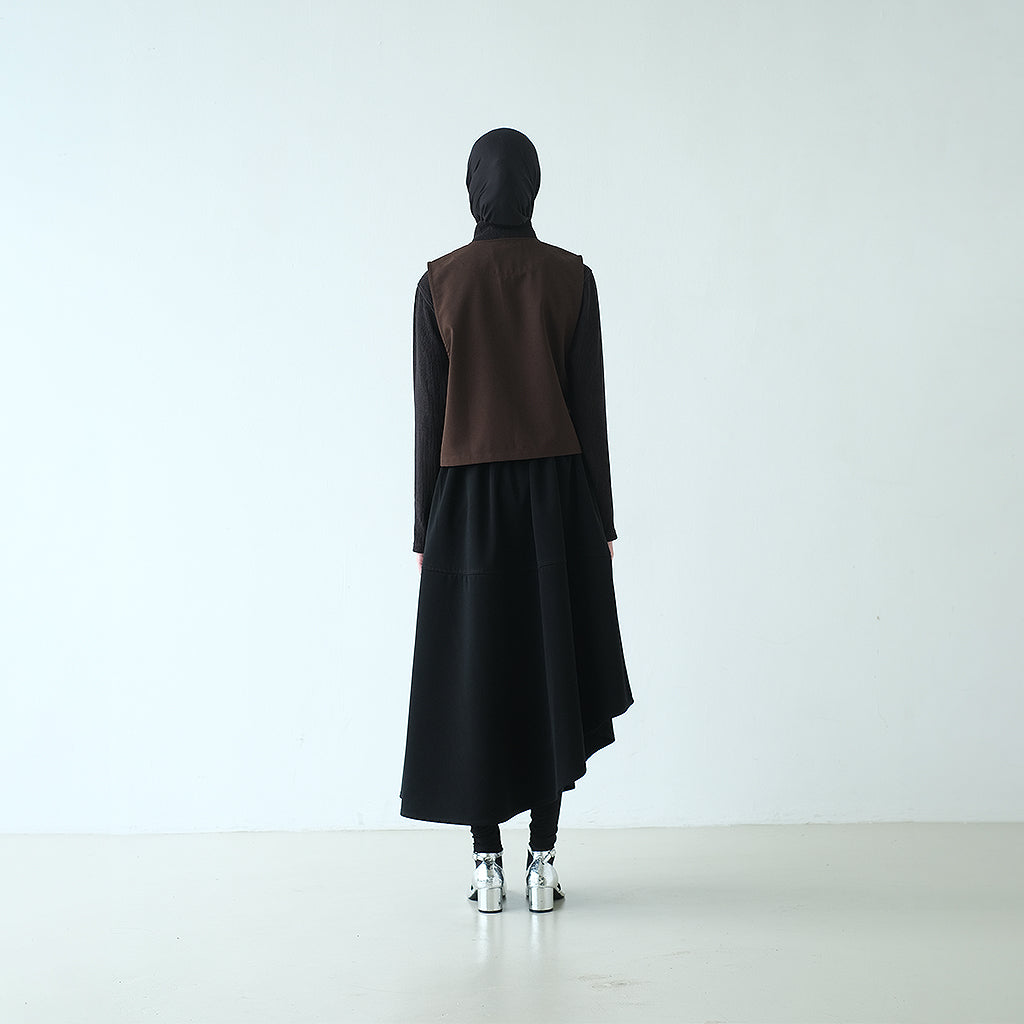 RASHAWL GION LAYERED PLEATED ASSYMETRIC SKIRT