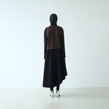 RASHAWL GION LAYERED PLEATED ASSYMETRIC SKIRT