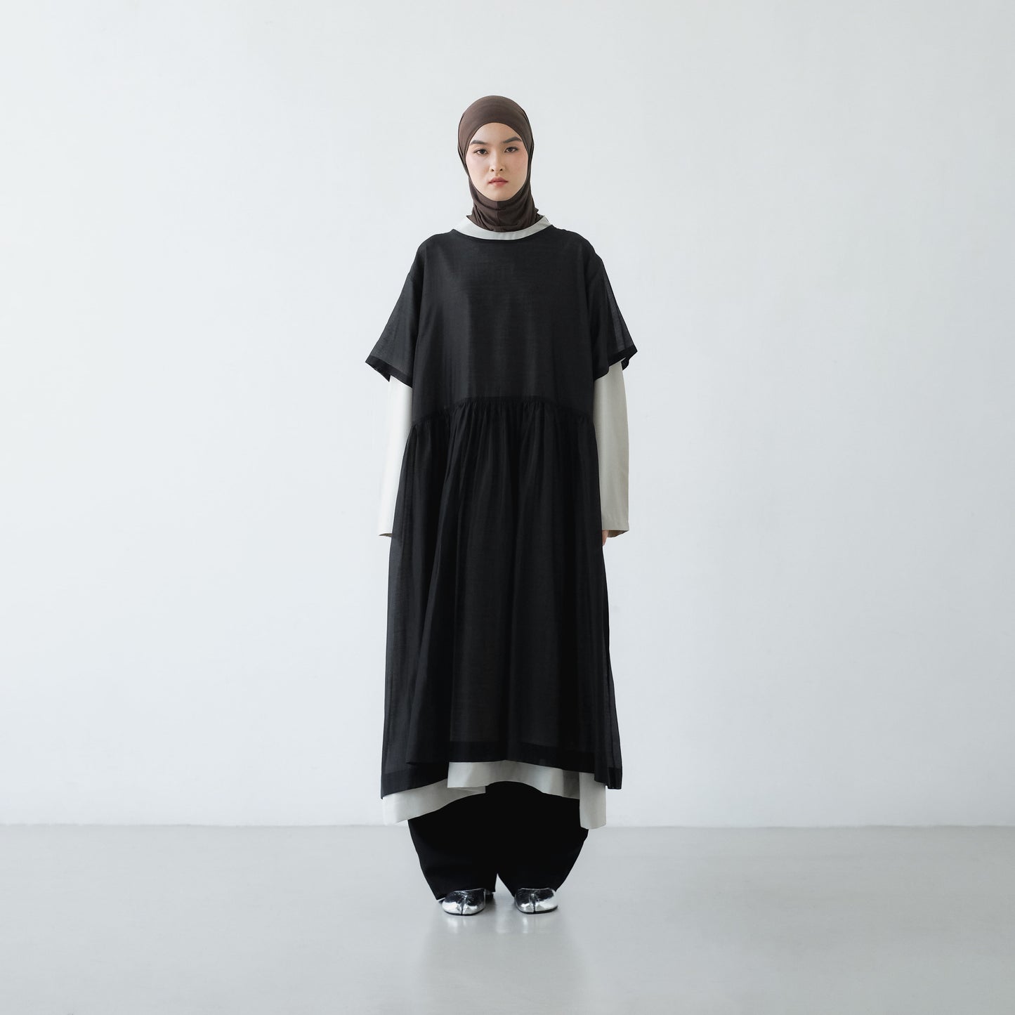 PRE ORDER RASHAWL SKOURA SOFT SHEER OVERSIZED DRESS