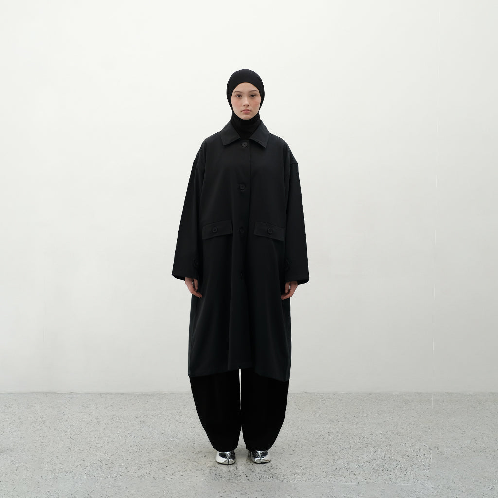 RASHAWL SHINTENCHI STRUCTURED BACK PELATED  LONG COAT