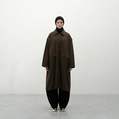 RASHAWL SHINTENCHI STRUCTURED BACK PELATED  LONG COAT