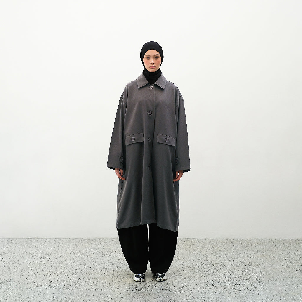 RASHAWL SHINTENCHI STRUCTURED BACK PELATED  LONG COAT