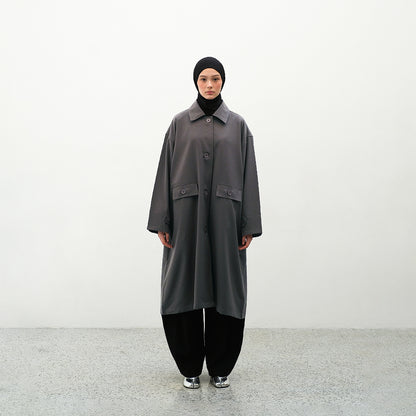 RASHAWL SHINTENCHI STRUCTURED BACK PELATED  LONG COAT