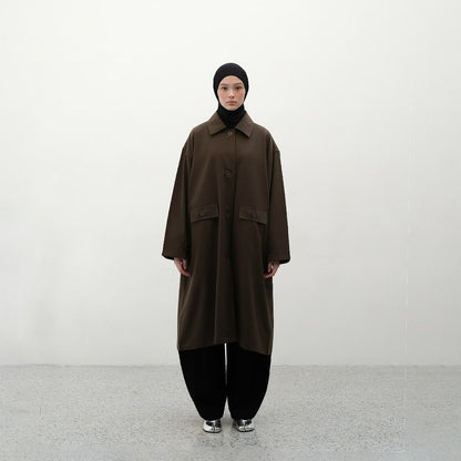 RASHAWL SHINTENCHI STRUCTURED BACK PELATED  LONG COAT