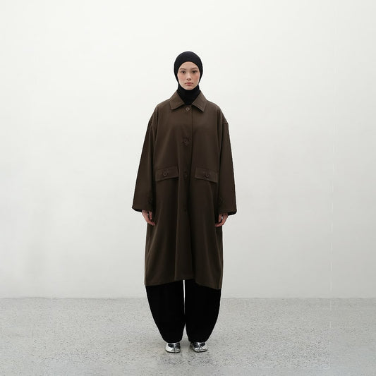 RASHAWL SHINTENCHI STRUCTURED BACK PLEATED  LONG COAT