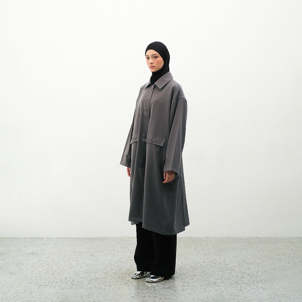 RASHAWL SHINTENCHI STRUCTURED BACK PELATED  LONG COAT
