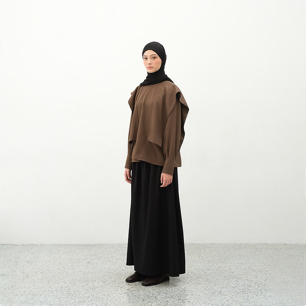 RASHAWL BANSHOJI LAYERED SHOULDER BLOUSE