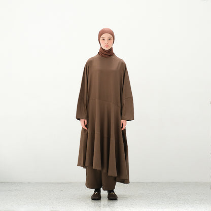 RASHAWL TERABE ASSYMETRIC BARREL SLEEVE DRESS