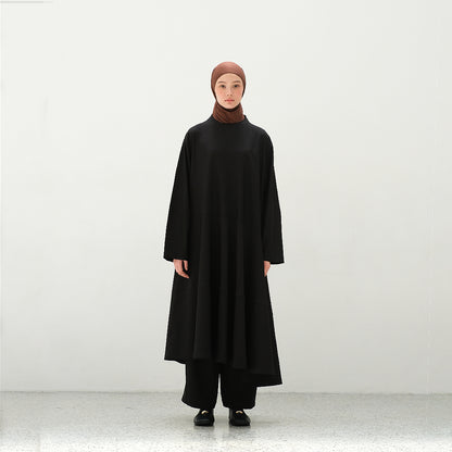 RASHAWL TERABE ASSYMETRIC BARREL SLEEVE DRESS