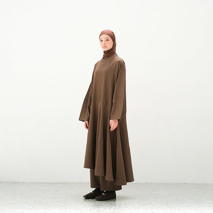 RASHAWL TERABE ASSYMETRIC BARREL SLEEVE DRESS