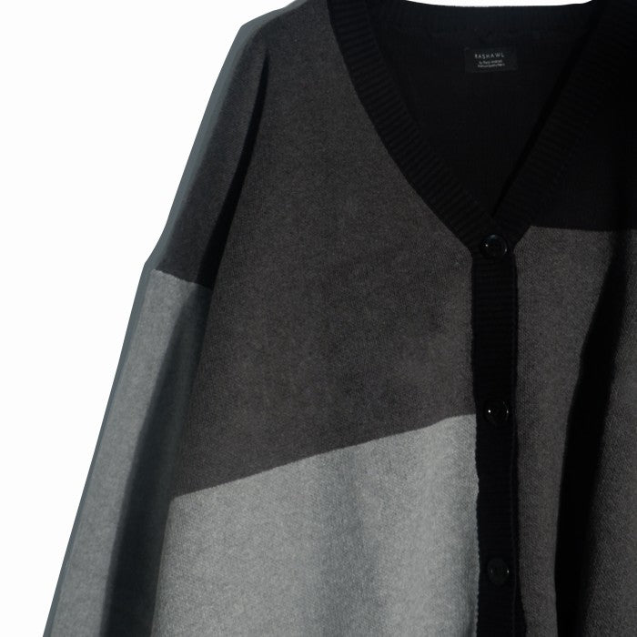 RASHAWL COLORBLOCK KNIT CARDIGAN BLACK - GRAY