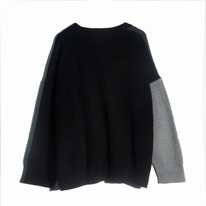 RASHAWL COLORBLOCK KNIT CARDIGAN BLACK - GRAY