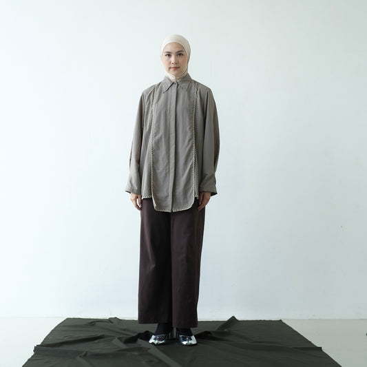 DAYCLOTH ARCOPORA BLANKET STITCH SHIRT GREY