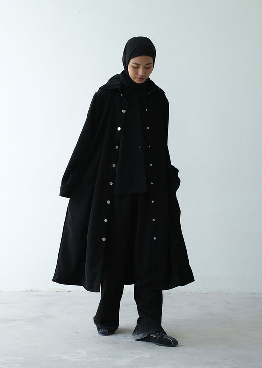 RASHAWL FREESIA PLEATED HOODED COAT