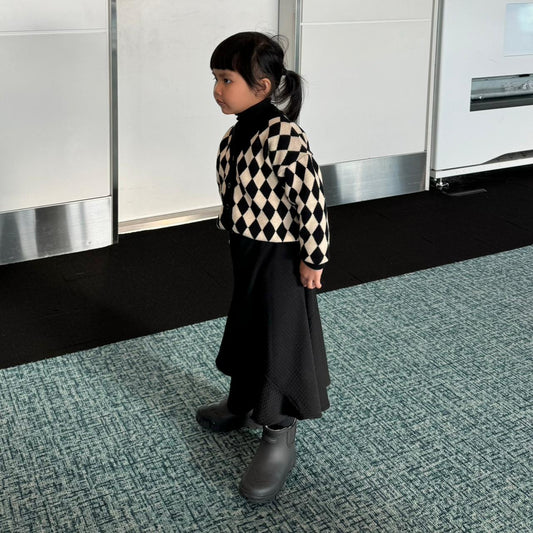 RASHAWL KIDS HARLEQUIN KNIT CARDIGAN BLACK