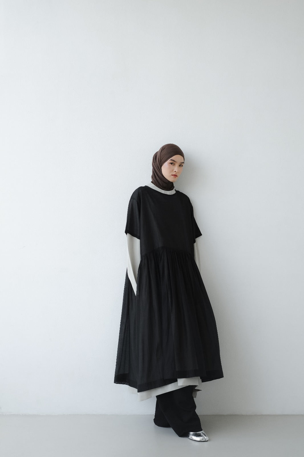 PRE ORDER RASHAWL SKOURA SOFT SHEER OVERSIZED DRESS