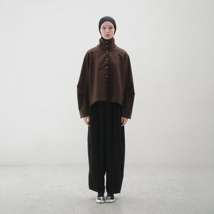 RASHAWL NOIR HIGH NECK STRUCTURED SHIRT