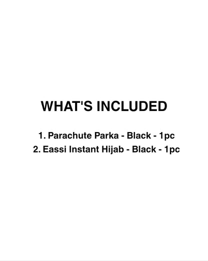 RASHAWL BUNDLING 01 - PARACHUTE PARKA + EASSI INSTANT HIJAB BLACK