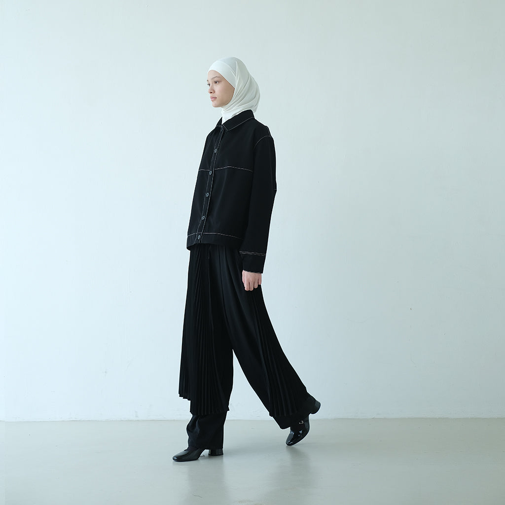 RASHAWL BUNDLING 3 (SHINMACHI PLEATED BARREL PANTS BLACK DAN DIANTHA VEST BLACK)