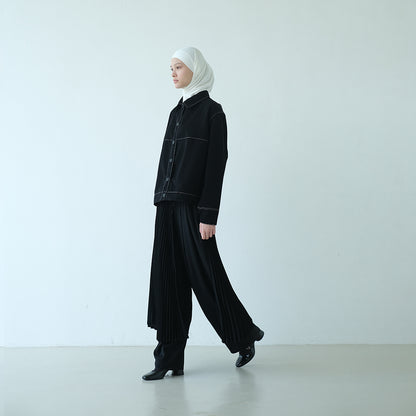 RASHAWL BUNDLING 3 (SHINMACHI PLEATED BARREL PANTS BLACK DAN DIANTHA VEST BLACK)
