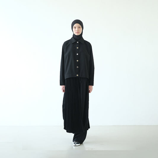 RASHAWL BUNDLING 3 (SHINMACHI PLEATED BARREL PANTS BLACK DAN DIANTHA VEST BLACK)