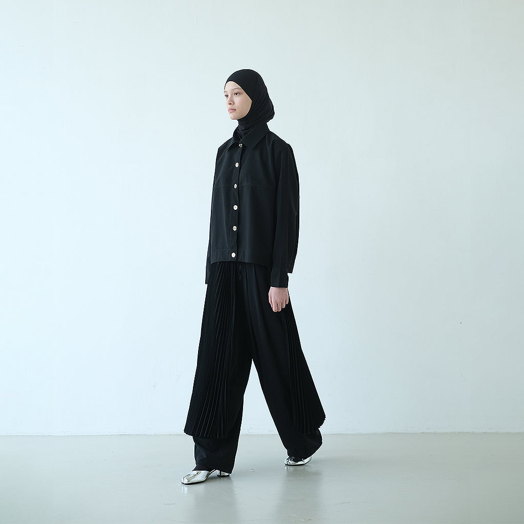 RASHAWL BUNDLING 3 (SHINMACHI PLEATED BARREL PANTS BLACK DAN DIANTHA VEST BLACK)