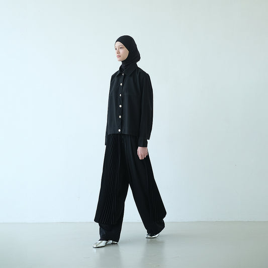 RASHAWL BUNDLING 3 (SHINMACHI PLEATED BARREL PANTS BLACK DAN DIANTHA VEST BLACK)