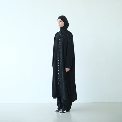 RASHAWL BUNDLING 4 (IMADEGAWA BUTTON DOWN DRESS BLACK DAN EASSI INSTANT HIJAB LINEN)
