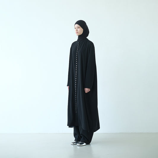 RASHAWL BUNDLING 4 (IMADEGAWA BUTTON DOWN DRESS BLACK DAN EASSI INSTANT HIJAB LINEN)