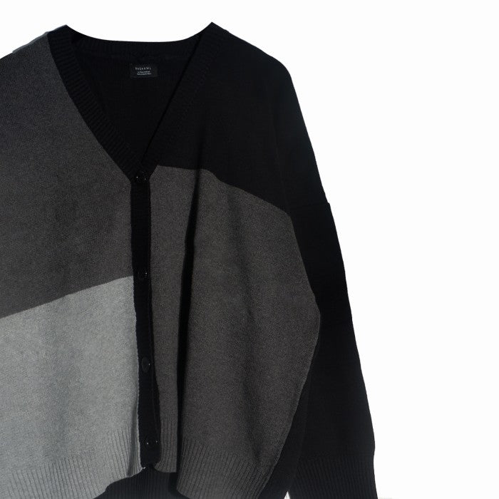 RASHAWL COLORBLOCK KNIT CARDIGAN BLACK - GRAY