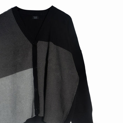RASHAWL COLORBLOCK KNIT CARDIGAN BLACK - GRAY